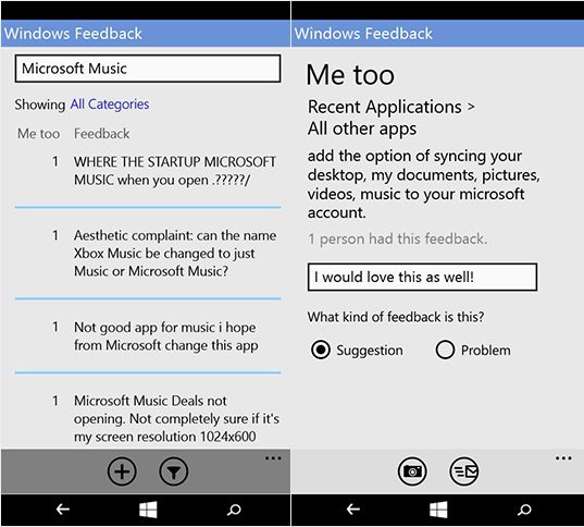 Windows 10 for phones feedback
