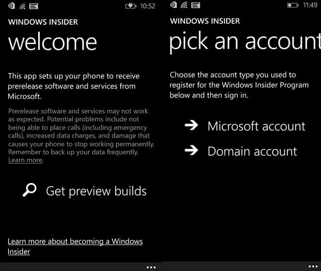 Windows Insider Phone app
