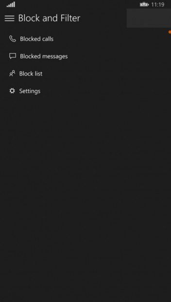 Windows 10 for phones block and filter 1