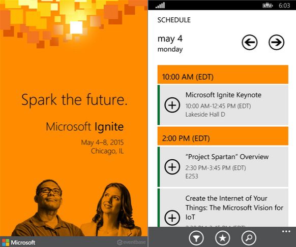 Microsoft Ignite Windows Phone app
