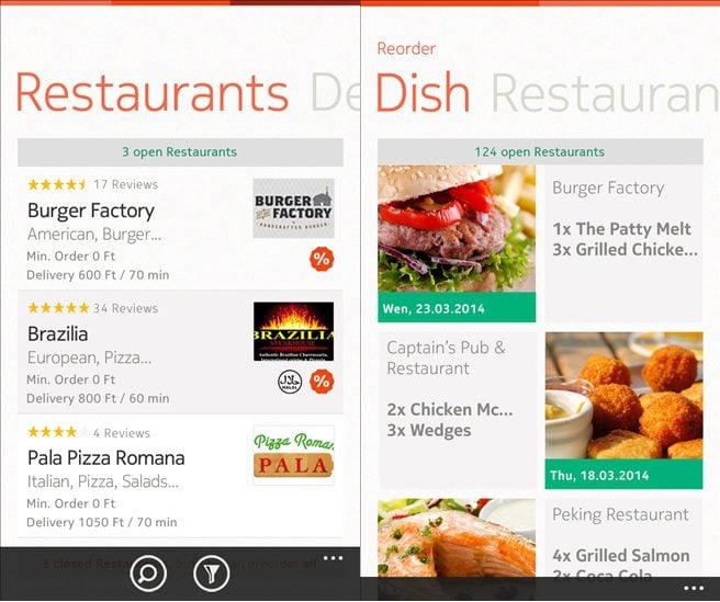 FoodPanda Windows Phone app