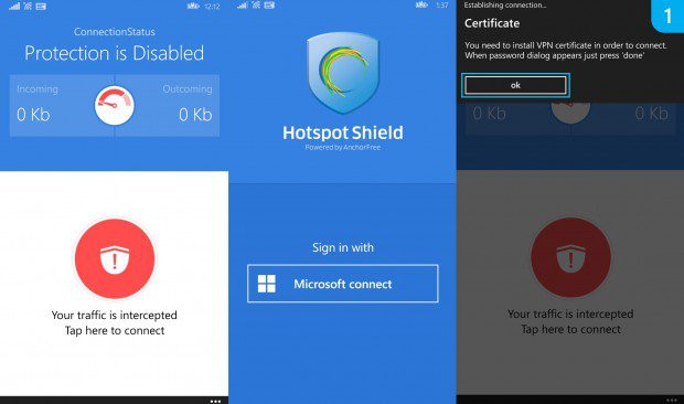 Hotspot Shield Windows Phone