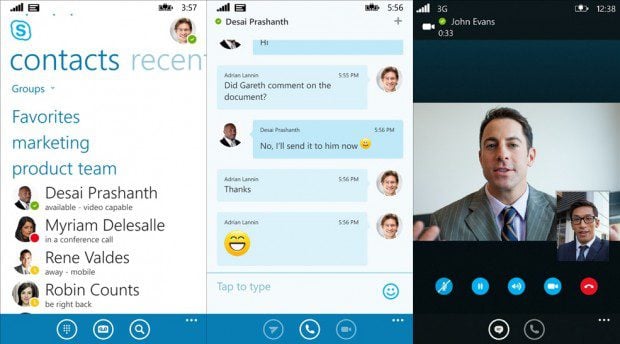 Skype For Business Windows Phone app