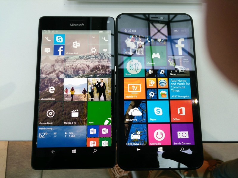 <a href='http://mspoweruser.com/smartphones/lumia-640-xl/'>Lumia 640 XL</a> vs 950 XL Front