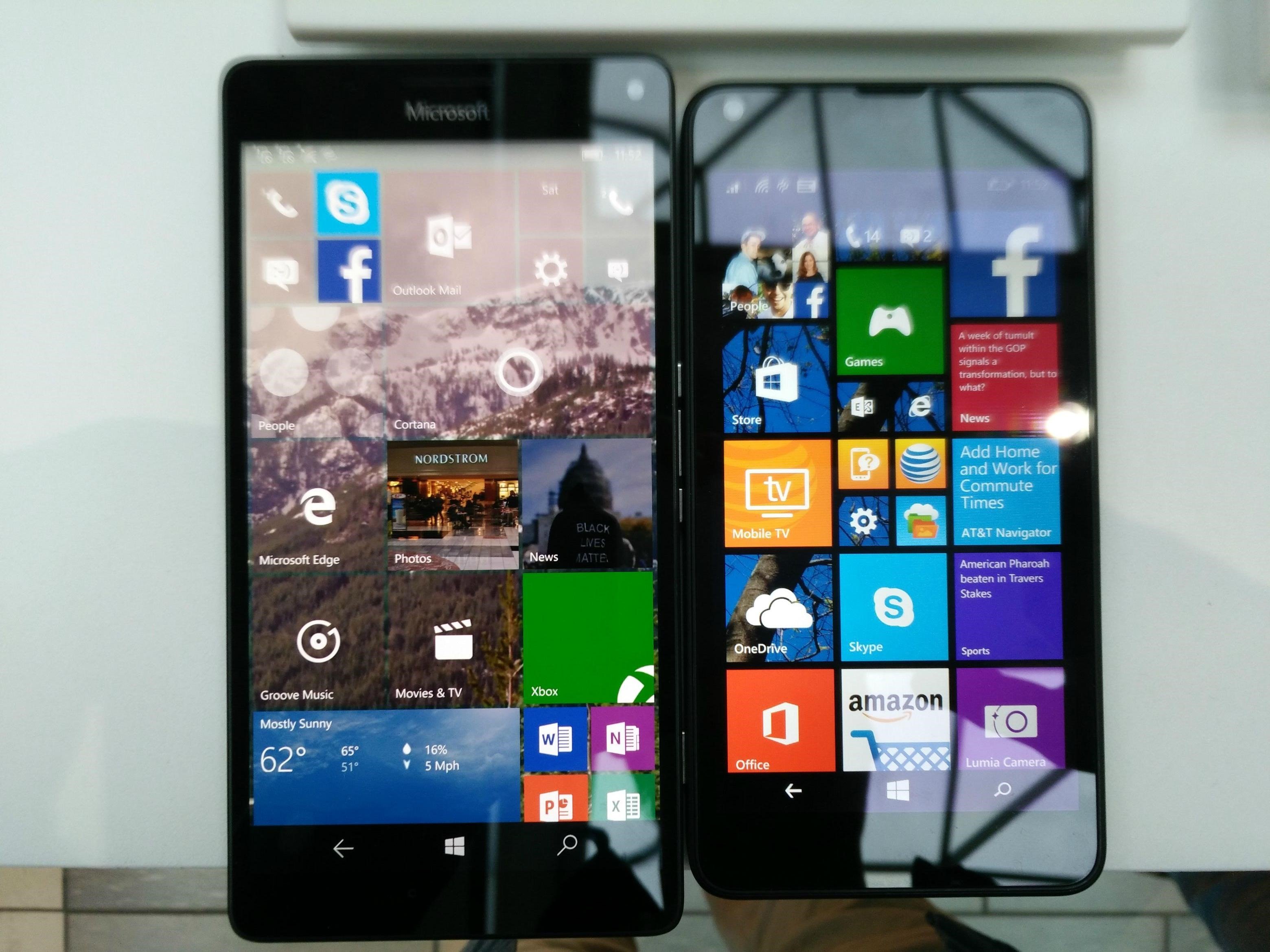 Lumia 640 vs 950 XL Front