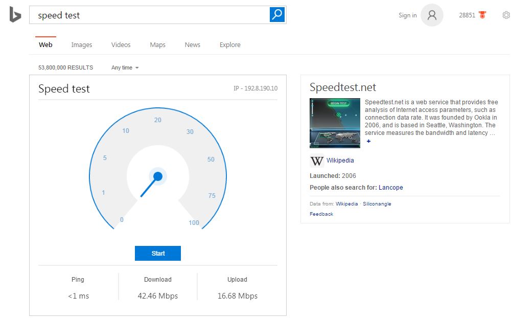 Bing Speed Test