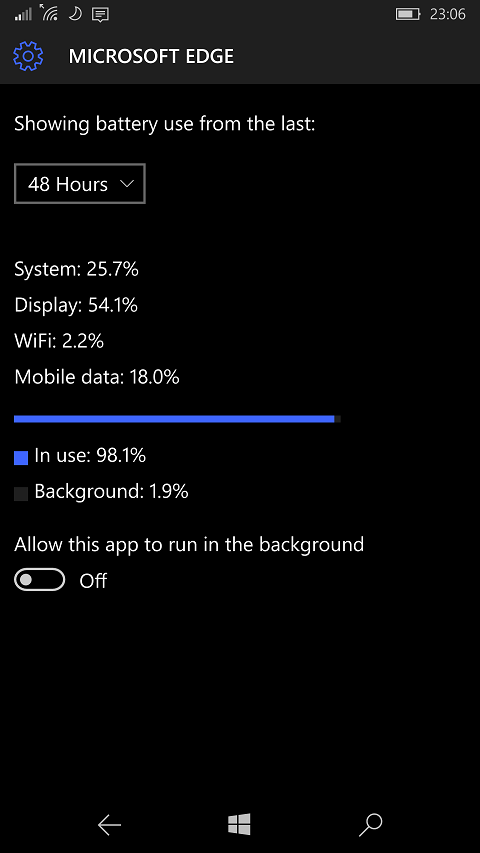 Edge is a battery drain