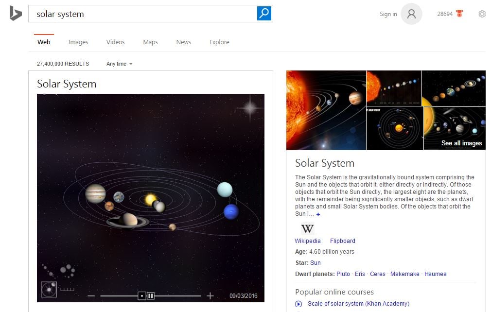 Bing Solar System