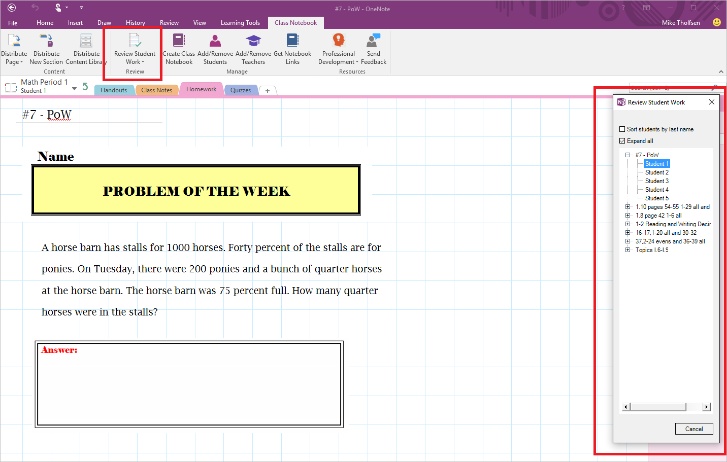 Class Notebook OneNote