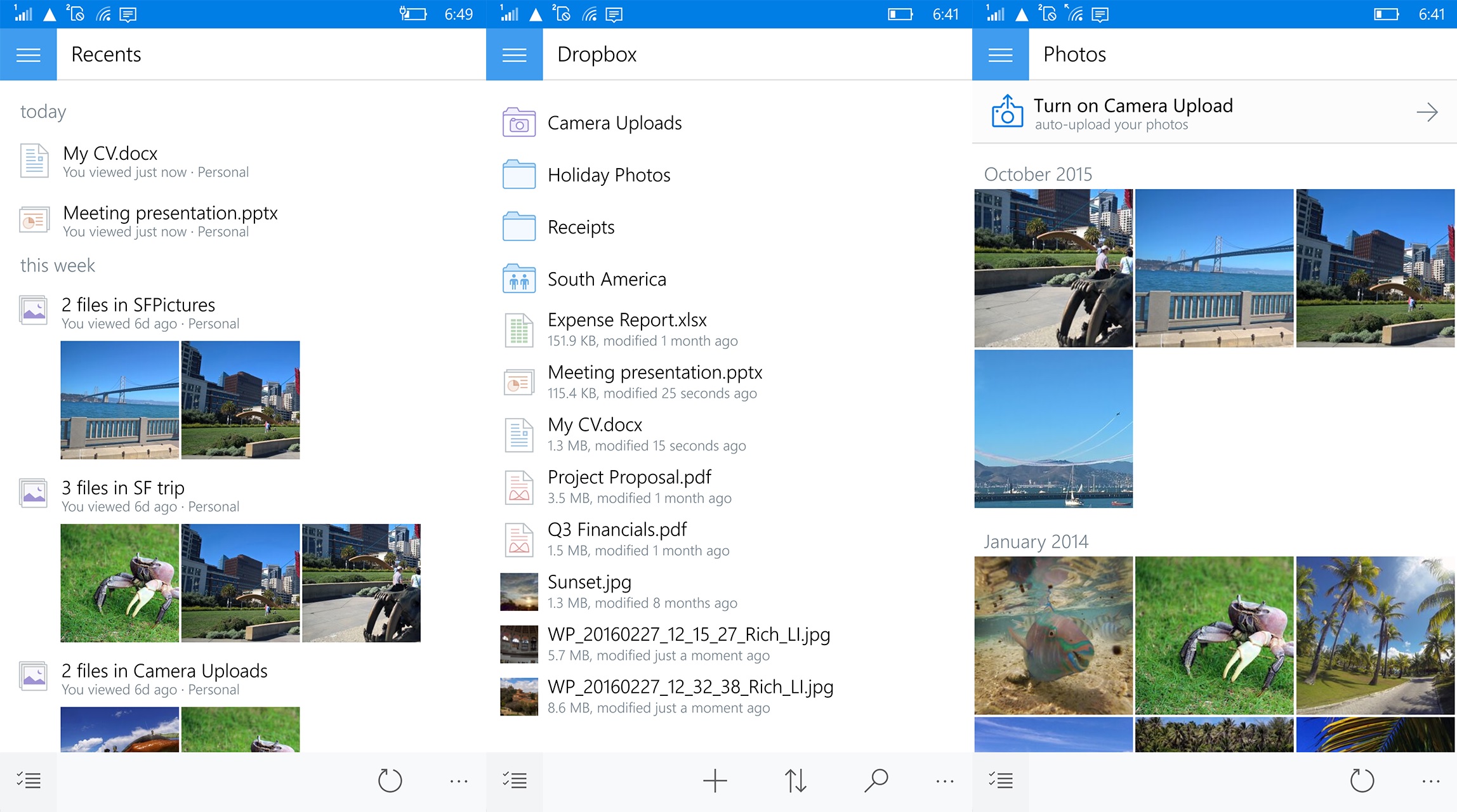 Dropbox Windows 10 Mobile