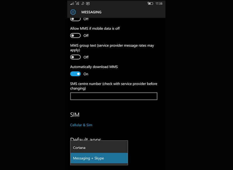 cortana sms