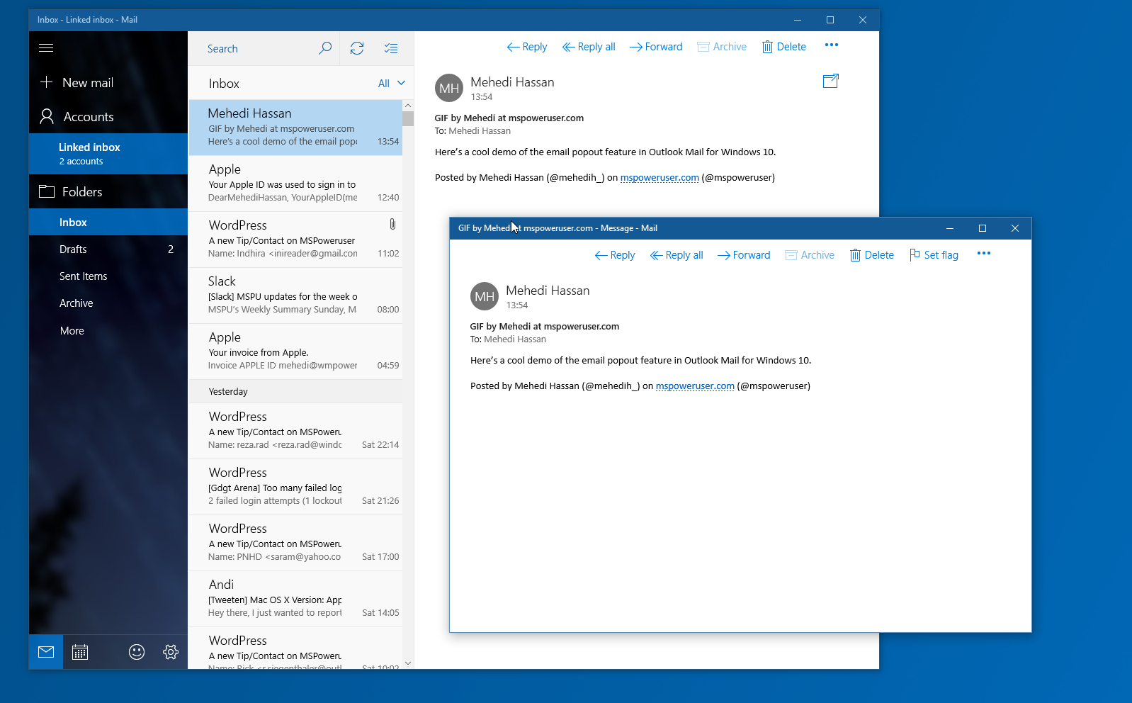 Outlook Mail for Windows 10 to get pop-out feature for emails soon