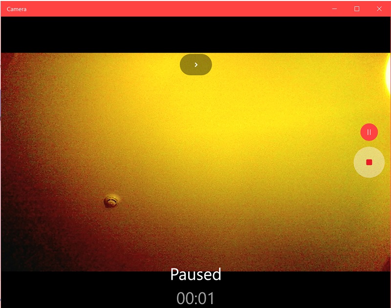 camera app pause feature on windows 10