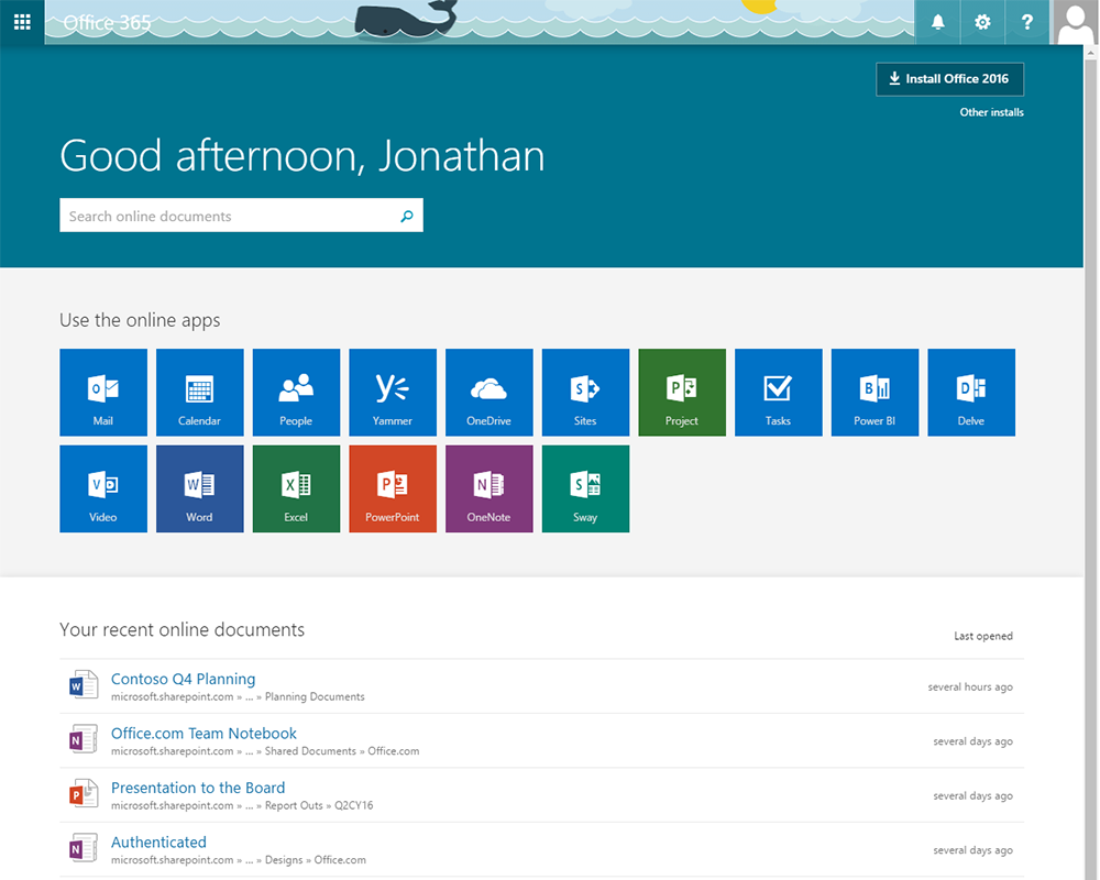 Office 365 Home Page