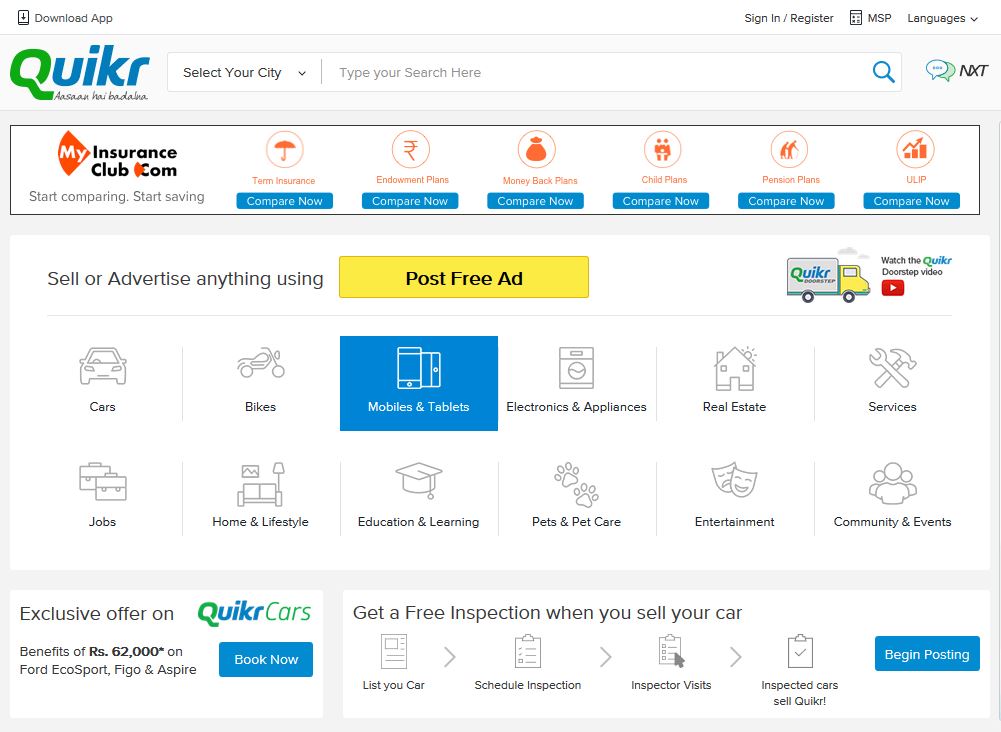 Quikr Windows store app