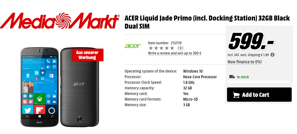 acer jade primo on order