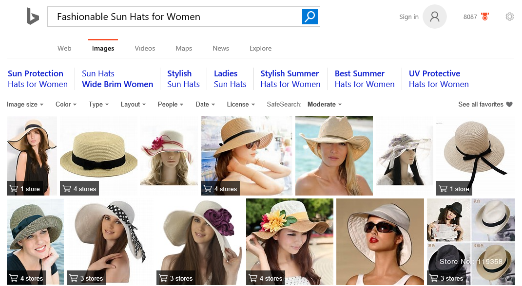 Bing Image Search Shopping