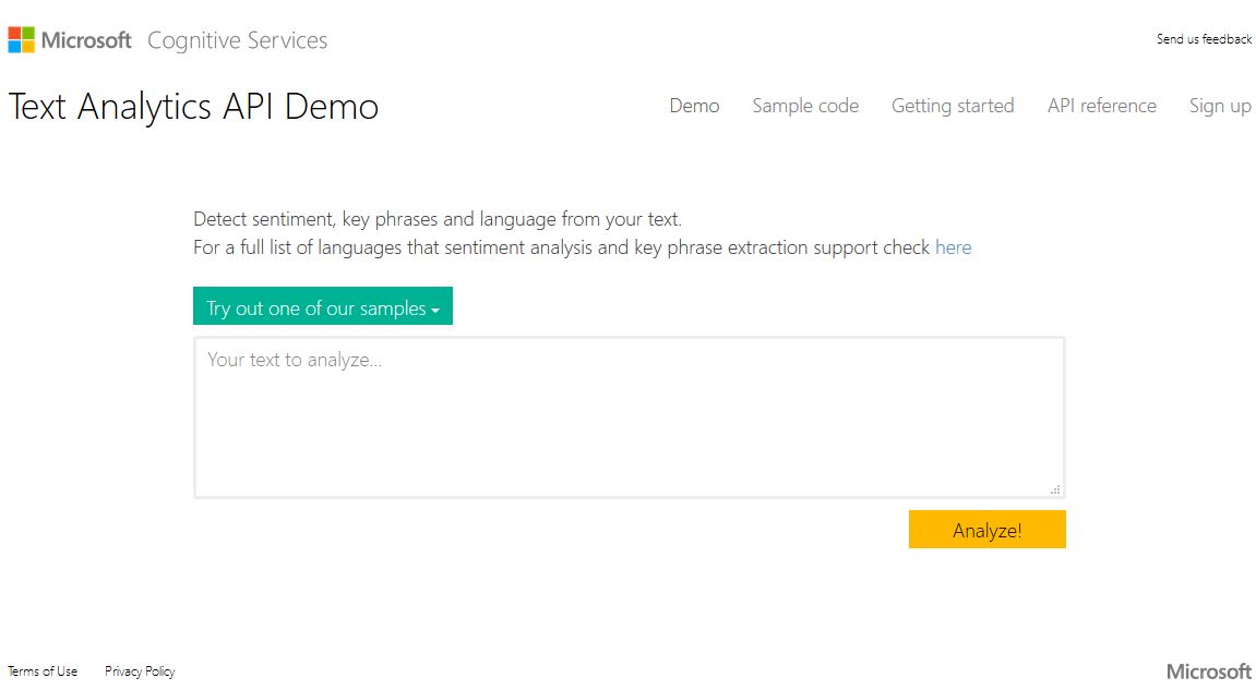 Microsoft Text Analytics API