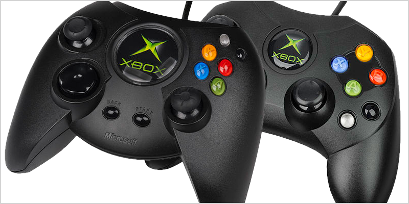 The original "Duke" controller (on the left) and the later Controller S revision (on the right)