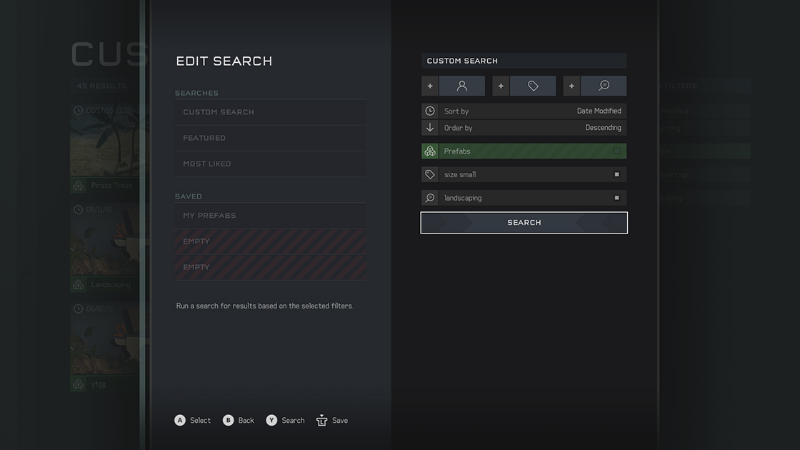 The search UI for the Halo 5 content browser