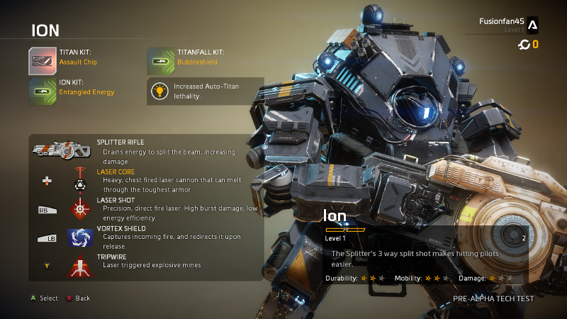 Ion, one of the two titans available in Titanfall 2's Tech Test