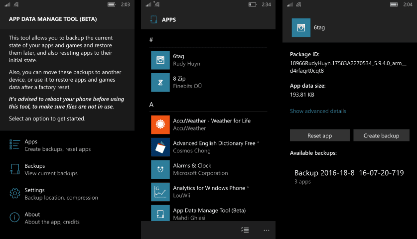 New App Lets You Back Up Your App Data For Interop Unlocked Windows 10 Mobile Phones Mspoweruser