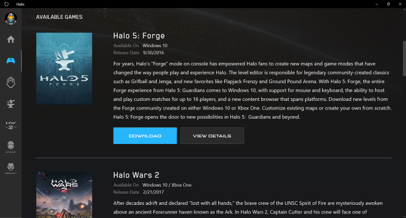 The marketplace shows off the Halo games you can currently buy - the details links for some of these are also in the sidebar
