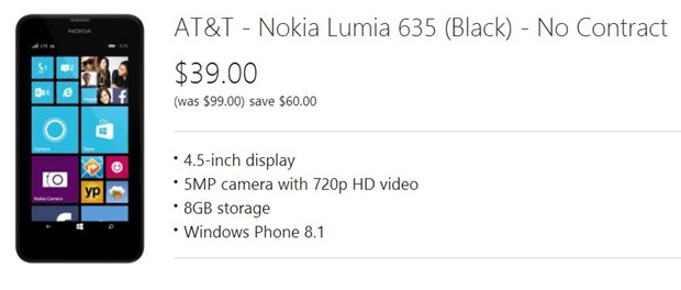 microsoft nokia lumia 635 deal