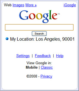 Google adds “Search with My Location”, only for Windows Mobile phones