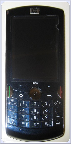 HP Silver Windows Mobile Standard Smartphone shows its face.