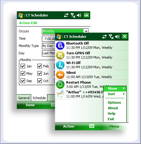 CT Scheduler – advanced device event scheduling for Windows Mobile