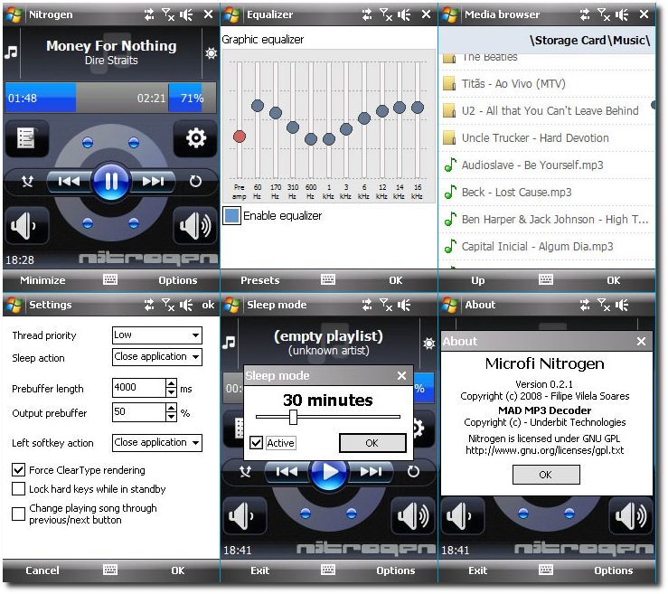 MP3 predvajalnik Microfi Nitrogen za Windows Mobile