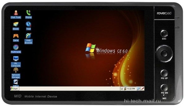 RoverPad Air G70 runs Windows CE 6.0