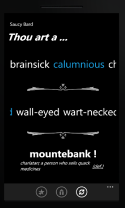 Saucy Bard – The Shakespearean Insult Generator for WP7!