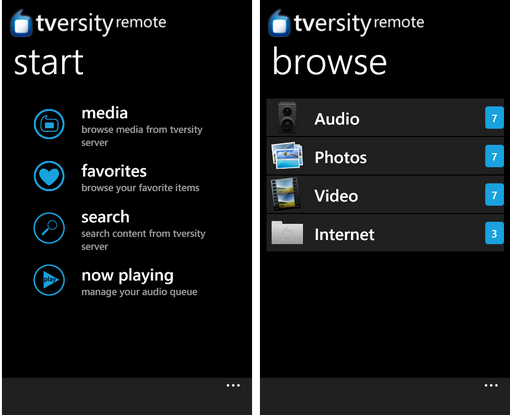 Tversity Remote for Windows phone 7