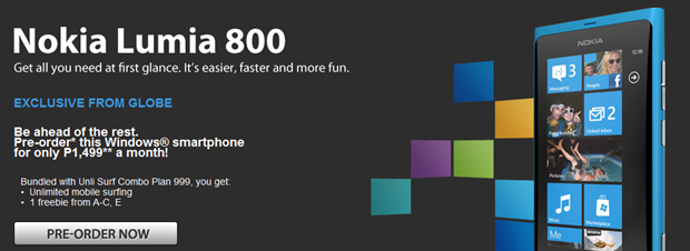 Nokia Lumia 800 coming to the Philippines on the 16th April–pre-orders open now