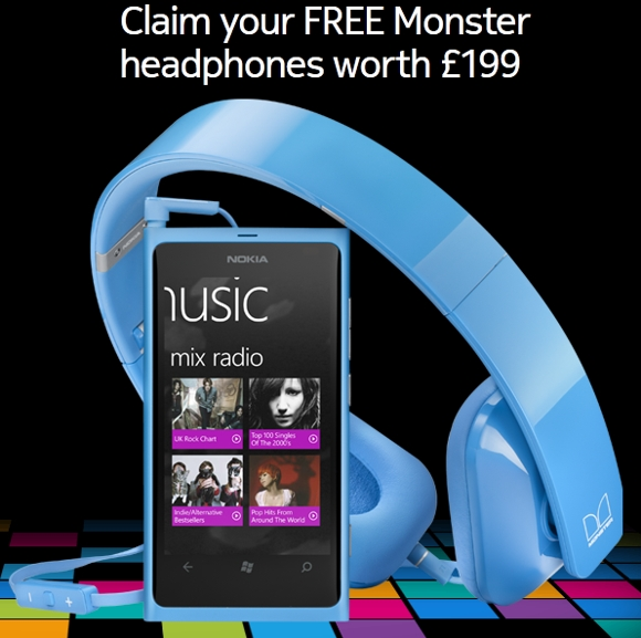 Free Monster headphones for Nokia Lumia 800 and 900 buyers in the UK
