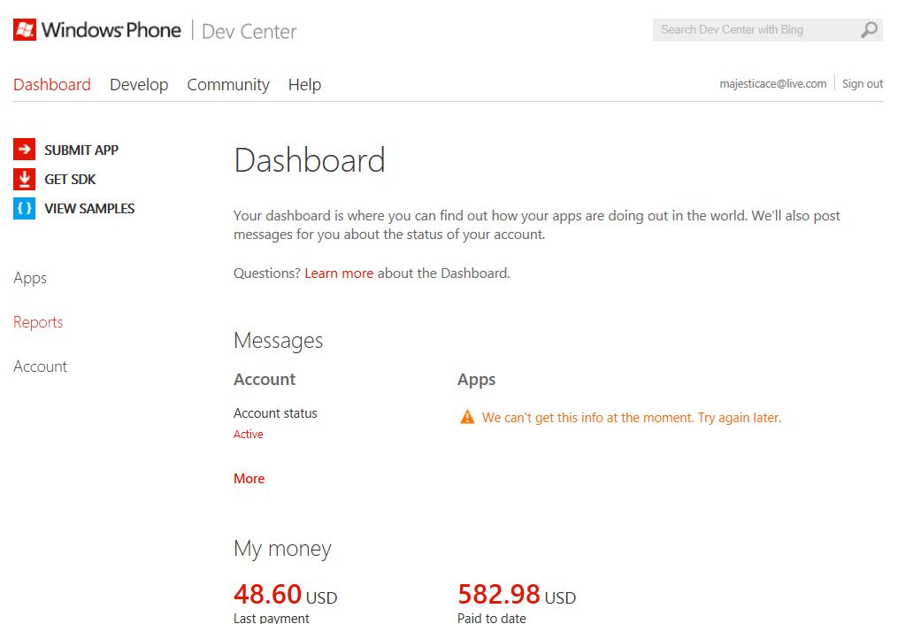 More detail on the new App Hub, now called “Dev Center”, In-App Purchases are coming (to WP8)!