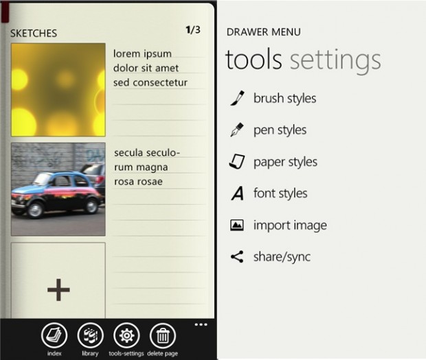 Aplikacija Moleskin Windows Phone