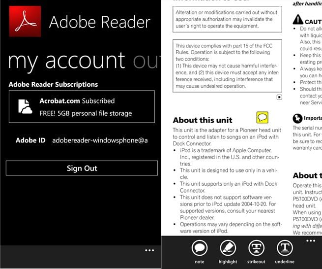 pdf viewer for windows phone