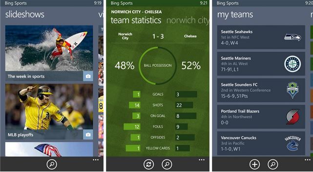 Bing Sports App - MSPoweruser