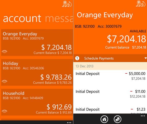 ING Direct ออสเตรเลีย Windows Phone