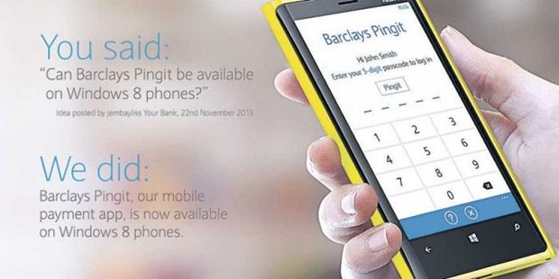 Barclays Bank pretty proud of their Windows Phone app