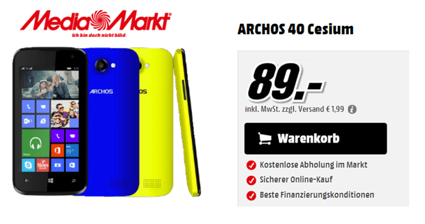 MediaMarkt now selling the Archos Cesium for 89 Euro
