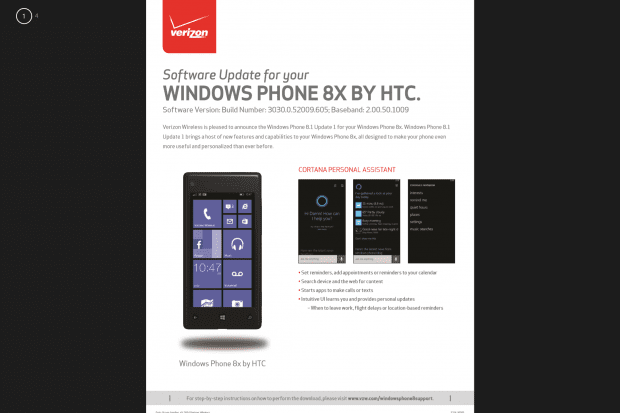 Verizon HTC 8X เป็นรุ่นถัดไปสำหรับ Windows Phone 8.1 Update 1