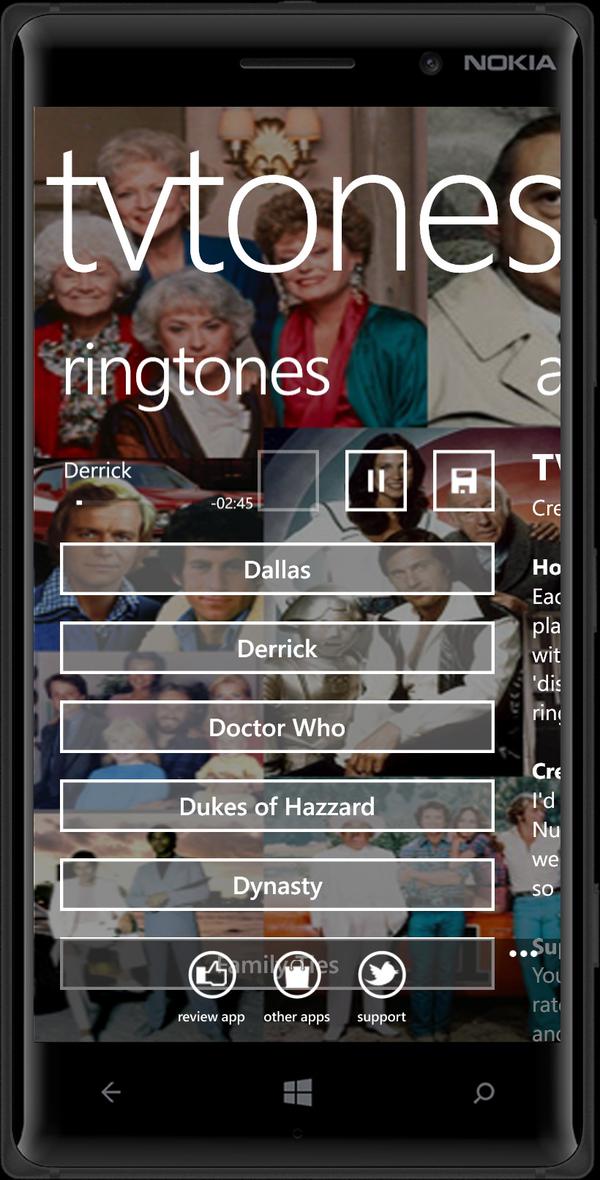 Get a nice collection of TV Series ringtones with TVTones
