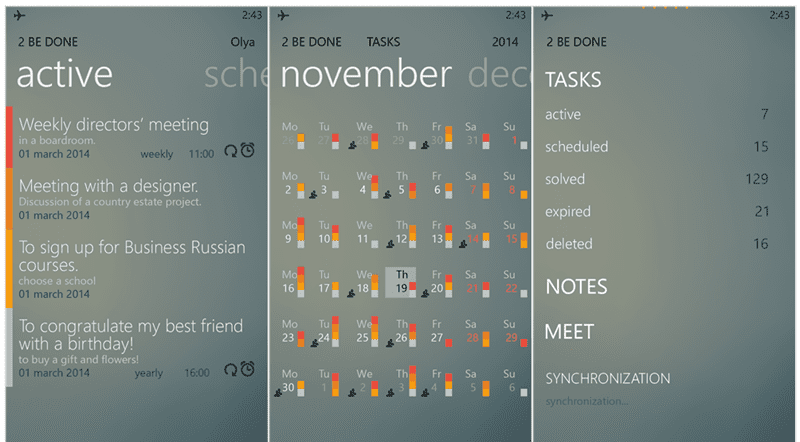 2BeDone–a new Personal Organizer GTD app for Windows Phone