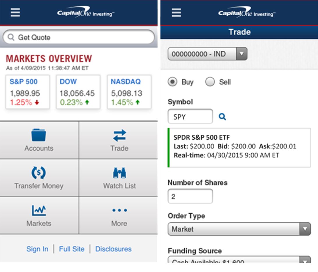 Buy And Sell Stocks Using Capital One Investing Mobile App For Windows Phone