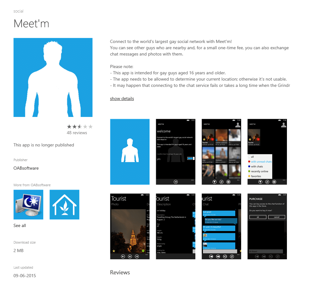 Update: Microsoft accidentally pulls third party Grindr app Meet’m from the store