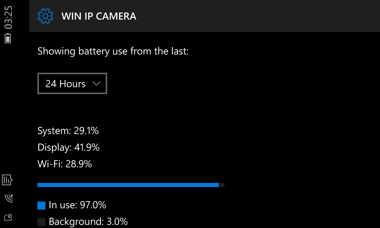 Windows 10 Mobile TP теперь предлагает более подробную информацию об использовании батареи.